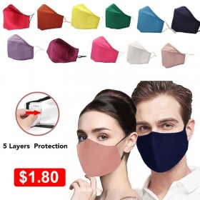 KN95 Plain Color Washable Cotton Mask with 2 Filter
